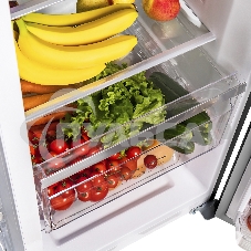 Холодильник Maunfeld MFF177NFB черный глянц. двухкамерный 263/170л морозилка сбоку, No Frost, Side by Side