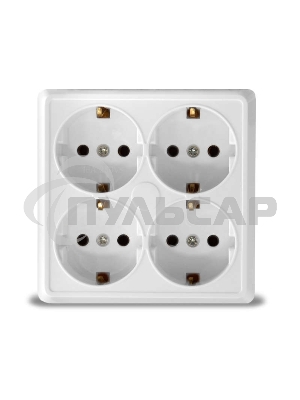 Розетка 4-м ОП Олимп с заземл. квадрат белый  UNIVersal 1165