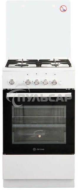 Плита газовая De Luxe 5040.32Г (КР) ЧР белый, конфорок 4 шт, духовка 46 л, 50 см x 85 см x 50 см