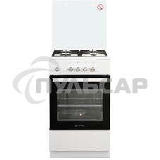 Плита газовая De Luxe 5040.32Г (КР) ЧР белый, конфорок 4 шт, духовка 46 л, 50 см x 85 см x 50 см