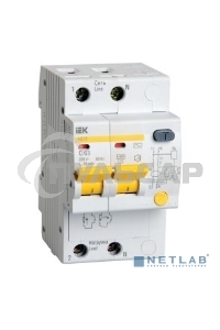 Выключатель автоматический дифференциального тока 2п C 10А 30мА тип AC 4.5кА АД-12 ИЭК MAD10-2-010-C-030