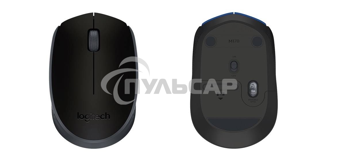 Мышь беспроводная Logitech M171 черный/серый, 1000 dpi, радиоканал, USB, кнопки - 3