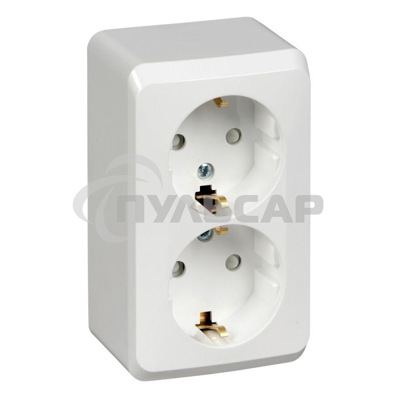 Розетка 2-м ОП Этюд 16А защ. шторки с заземл. белый  SchE PA16-008B