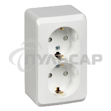 Розетка 2-м ОП Этюд 16А защ. шторки с заземл. белый  SchE PA16-008B
