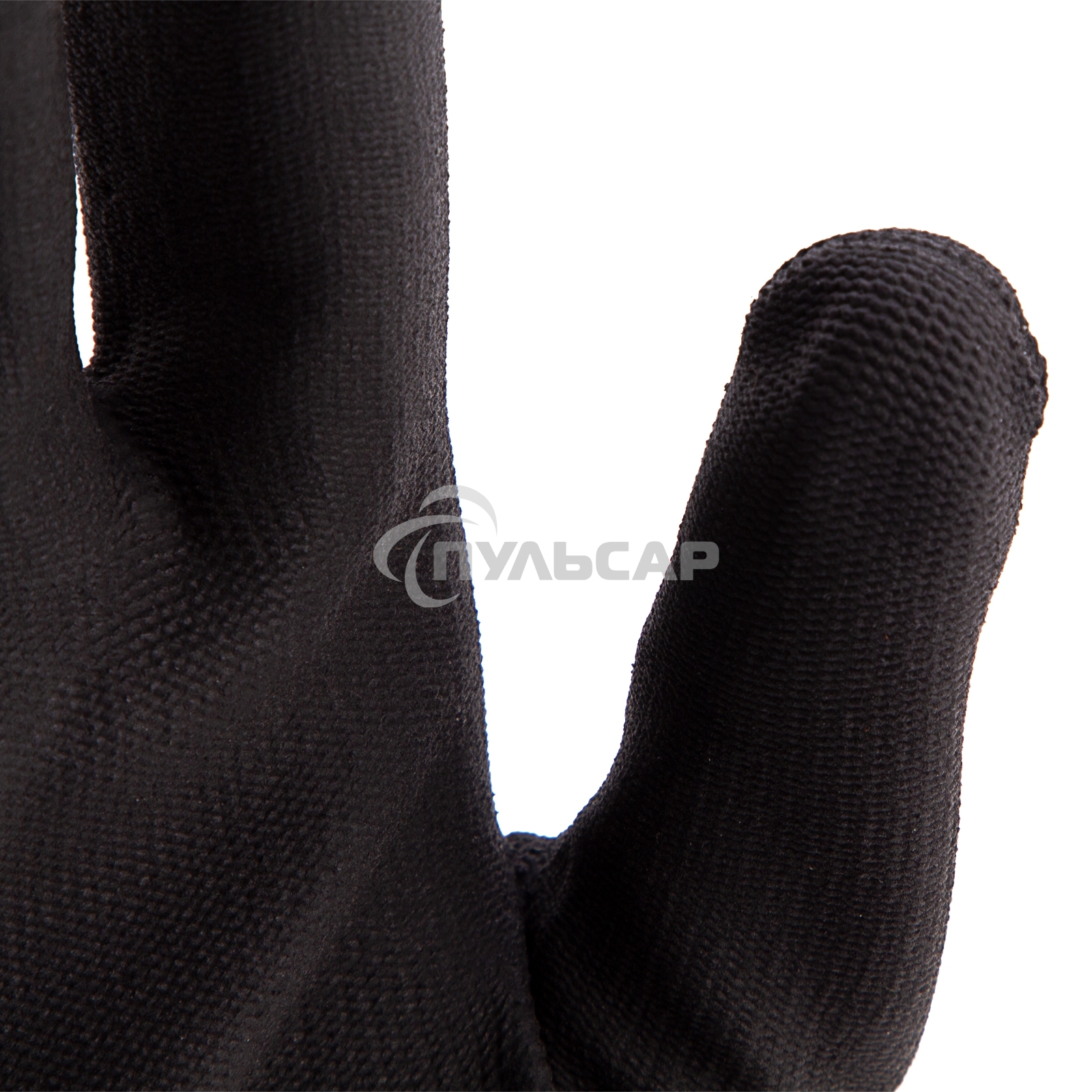 Перчатки трикотажные с черным полиуретановым покрытием, размер L, 15 класс вязки Сибртех