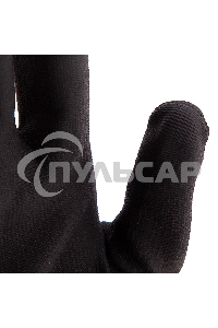 Перчатки трикотажные с черным полиуретановым покрытием, размер L, 15 класс вязки Сибртех