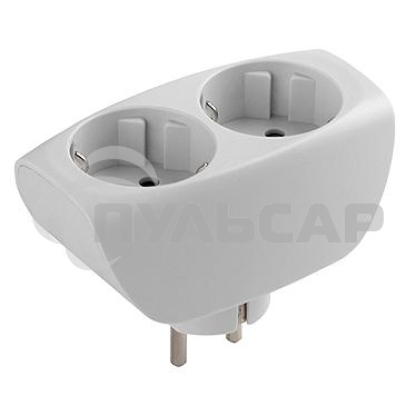 Тройник ЭРА SP-2e-W 2 гнезда, с заземлением, со шторками, белый