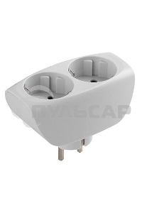 Тройник ЭРА SP-2e-W 2 гнезда, с заземлением, со шторками, белый