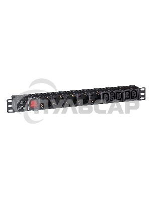 Блок розеток горизонтальный ExeGate ServerPro PDU-19H008 Al-5C135S-C14-SW, 19