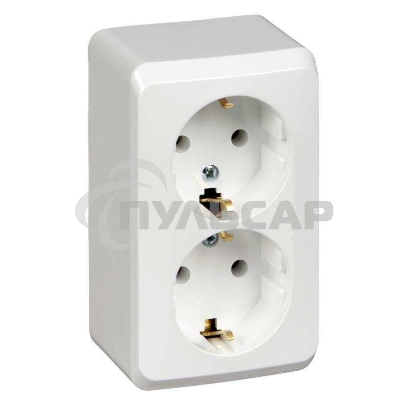 Розетка 2-м ОП Этюд 16А с заземл. белый  SchE PA16-007B