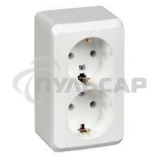 Розетка 2-м ОП Этюд 16А с заземл. белый  SchE PA16-007B