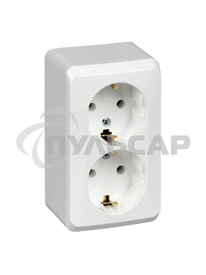Розетка 2-м ОП Этюд 16А с заземл. белый  SchE PA16-007B
