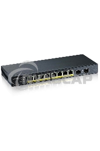 Коммутатор PoE+ Zyxel GS1100-10HP, 8xGE PoE+, 2xSFP, настольный, бесшумный, бюджет PoE 130 Вт