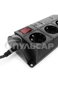 Сетевой фильтр Energenie Сетевой фильтр EG-PMS2-LAN программируемый, черный (10А, LAN, 6 розеток)