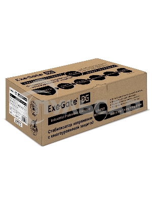 Стабилизатор напряжения ExeGate Master Turbo AVS-1000 (1000ВА, 100-265В, цифр. индикация вход/вых. напряжения, 220В±8%, КПД 98%, 5 уровней защиты, задержка, усиленный метал.корпус, евророзетка, RTL)