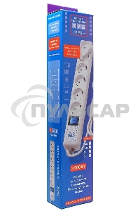 Фильтр-удлинитель PowerCube PRO (SPL(5+1)-16B-P-3M) 3.0 м, LC контур - подавление В/Ч помех, 16А/3,5кВт