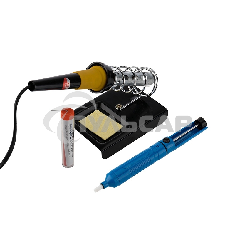 Набор для пайки Rexant №4 (паяльник 30 Вт, оловоотсос, подставка, припой, губка)