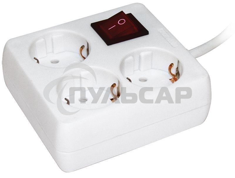 Удлинитель 3х3м с заземл. 16А IP20 У-С03К с выкл. 2P+PE ИЭК WYP30-16-03-03-ZK-N