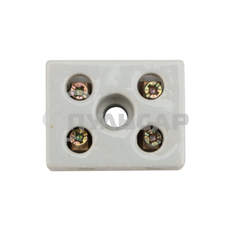 Клемма керамическая винтовая 12 мм² 2 пары контактов с крепежным отверстием (50 шт./уп.) Rexant