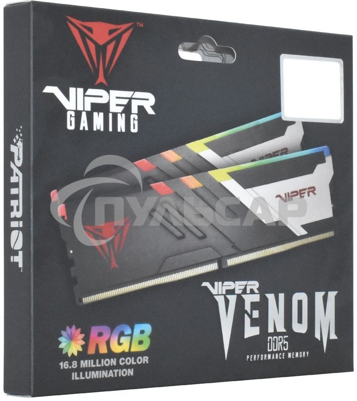 Оперативная память Patriot Viper Venom, DDR5, 32Gb (2x16Gb), 6600MHz, CL34, DIMM, с радиаторами, RGB, черный