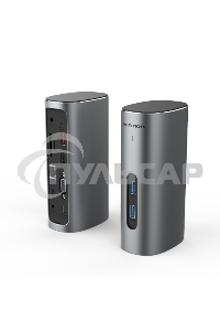 Док-станция Vention USB-C to HDMI/VGA/USB 3.1 Gen 2/USB 3.1 Gen 2-C/USB 3.0x2/RJ45/SD/TF/TRRS 3.5мм/PD/DC Docking Station Gray Vertical Aluminum Alloy Type EU Standard