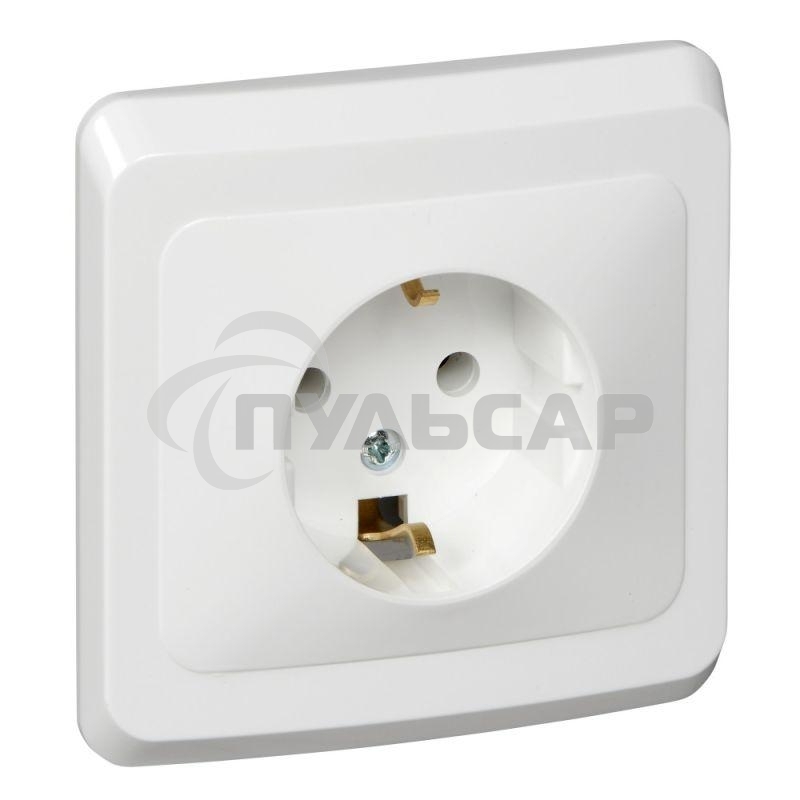 Розетка 1-м СП Этюд 16А с заземл. белый  SchE PC16-003B