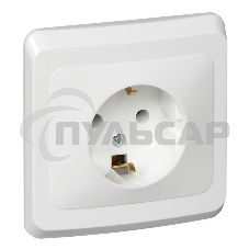 Розетка 1-м СП Этюд 16А с заземл. белый  SchE PC16-003B