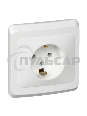 Розетка 1-м СП Этюд 16А с заземл. белый  SchE PC16-003B