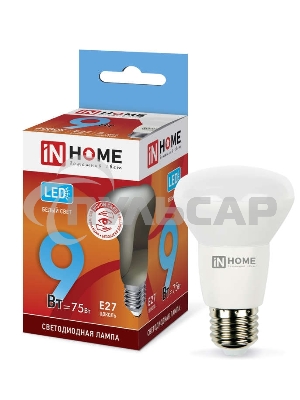 Лампа светодиодная LED-R63-VC 9Вт 230В E27 4000К 810лм IN HOME 4690612024325