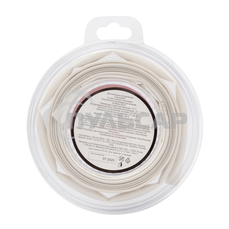 Трубка термоусаживаемая 6.0/3.0мм бел. ролик 2.44м Rexant 29-0031