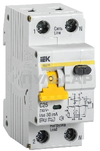 Выключатель автоматический дифференциального тока ИЭК 2п 25А/30мА CАВДТ 32 MAD22-5-025-C-30