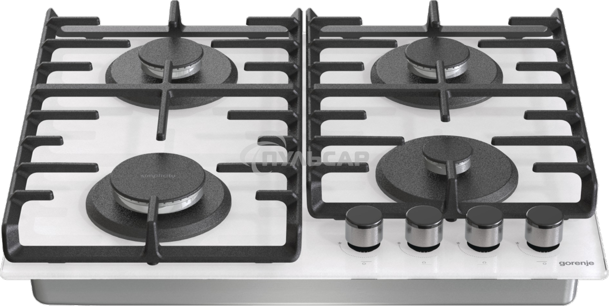 Газовая варочная панель Gorenje GT642SYW, 4 конфорки, закаленное стекло, белый