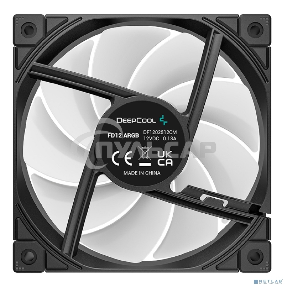 Вентилятор для корпуса DEEPCOOL FD12 черный, 120 мм, 2050 об/мин, 26.9 дБ, 4 pin