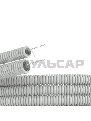 Труба ПВХ гибкая гофр. д.16 мм, легкая с протяжкой, 50м, серый Dkc 9191650
