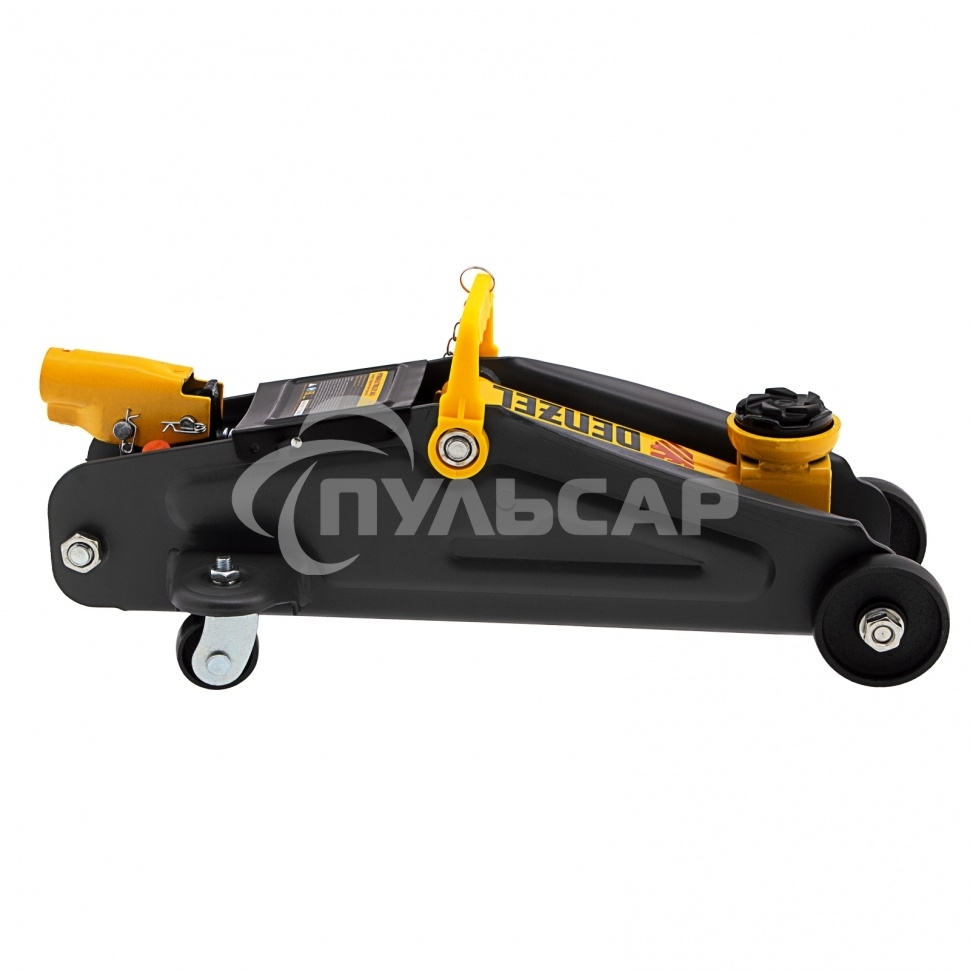 Домкрат гидравлический подкатной с фиксатором Denzel 2 т, 130-330 мм, в кейсе 51154