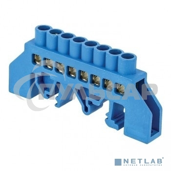 Шина нулевая N 8х12 8 отвер. латунь син. нейлоновый корпус комбинированный PROxima EKF sn0-125-8-dn