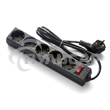 Удлинитель ExeGate EC-5-5B (EX279358RUS), черный, 5 м, евровилка с заземлением, 5 евророзеток с заземлением, 2200 Вт