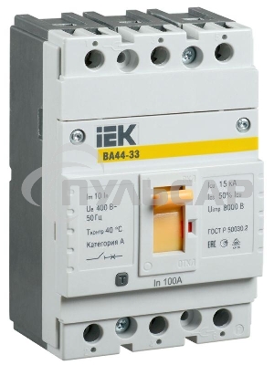 Выключатель автоматический Iek SVA4410-3-0100 ВА44 33 3Р 100A 15кА