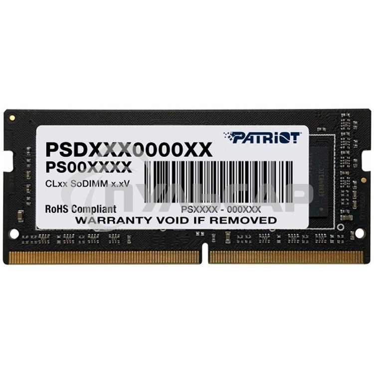 Оперативная память Patriot Signature, DDR4, 32Gb (1x32 Gb), 3200 MHz, CL22, SO-DIMM