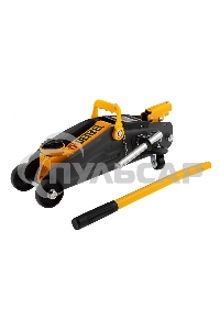 Домкрат гидравлический подкатной с фиксатором Denzel 2 т, 130-330 мм, в кейсе 51154