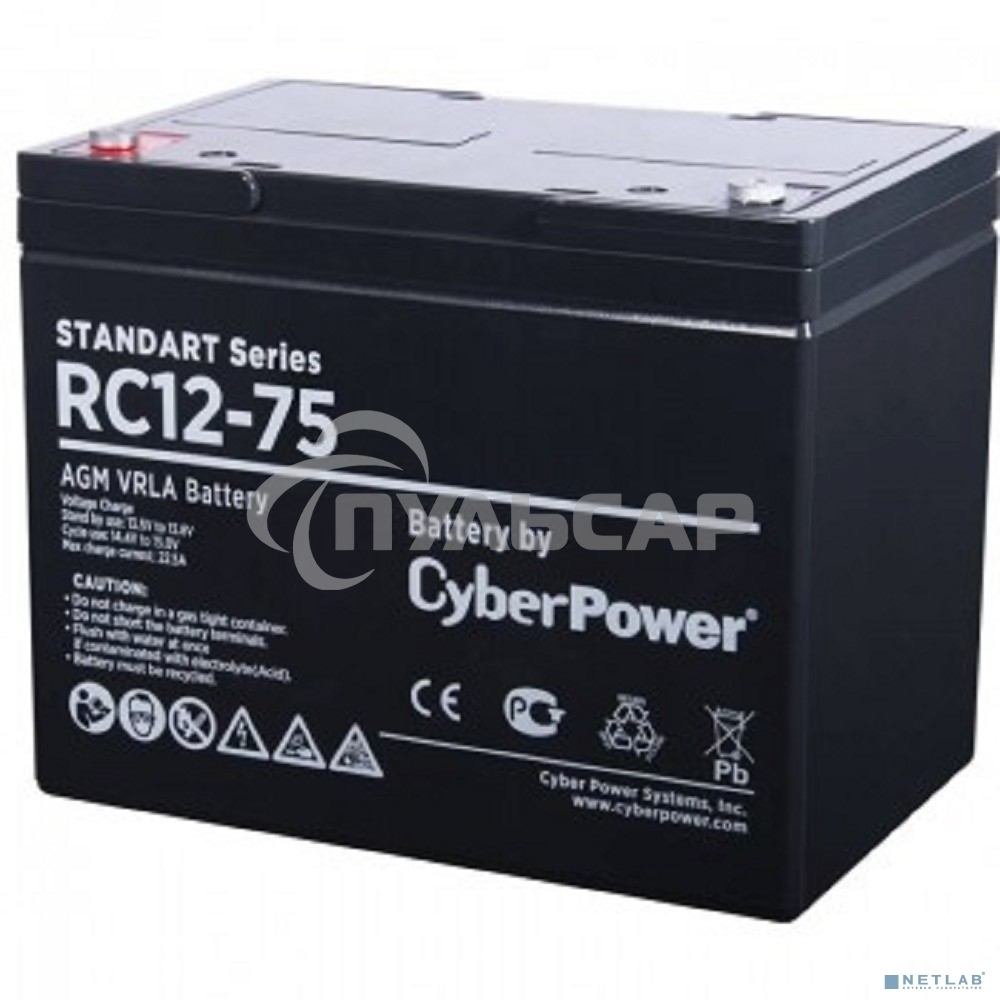 Аккумуляторная батарея SS CyberPower RC 12-75 / 12 В 75 А·ч Battery CyberPower Standart series RC 12-75 / 12V 75 Ah