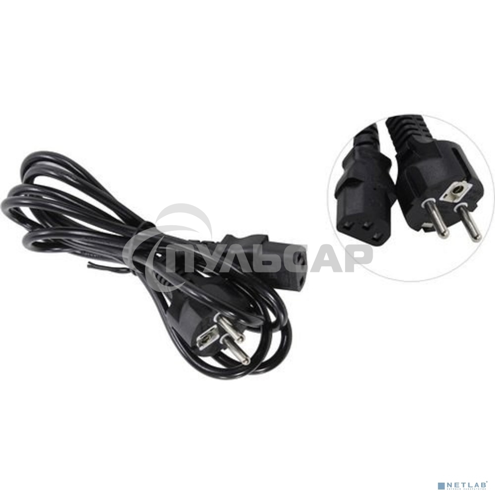 Кабель питания ExeGate Power PC-1,8P (Евровилка Schuko->С13) VDE-250V-3*0.5-CU, 6A, черный, 1.8м