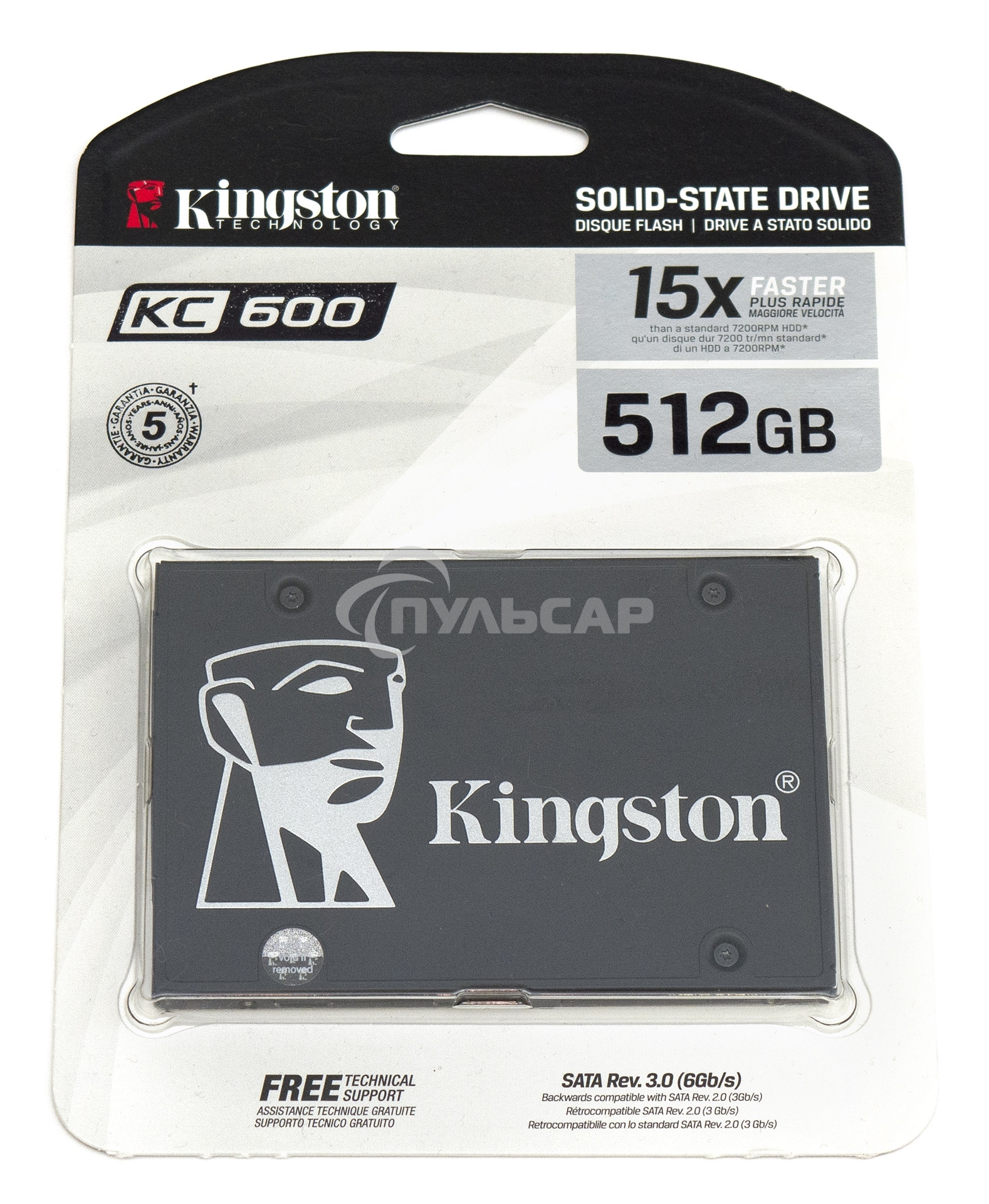 Накопитель SSD Kingston KC600, 512Gb, 2.5