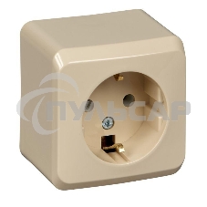Розетка 1-м ОП Этюд 16А с заземл. крем. SchE PA16-003K
