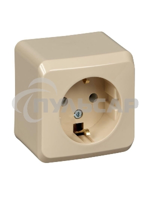 Розетка 1-м ОП Этюд 16А с заземл. крем. SchE PA16-003K