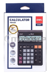 Калькулятор настольный Deli EM01420 черный 12-разр.