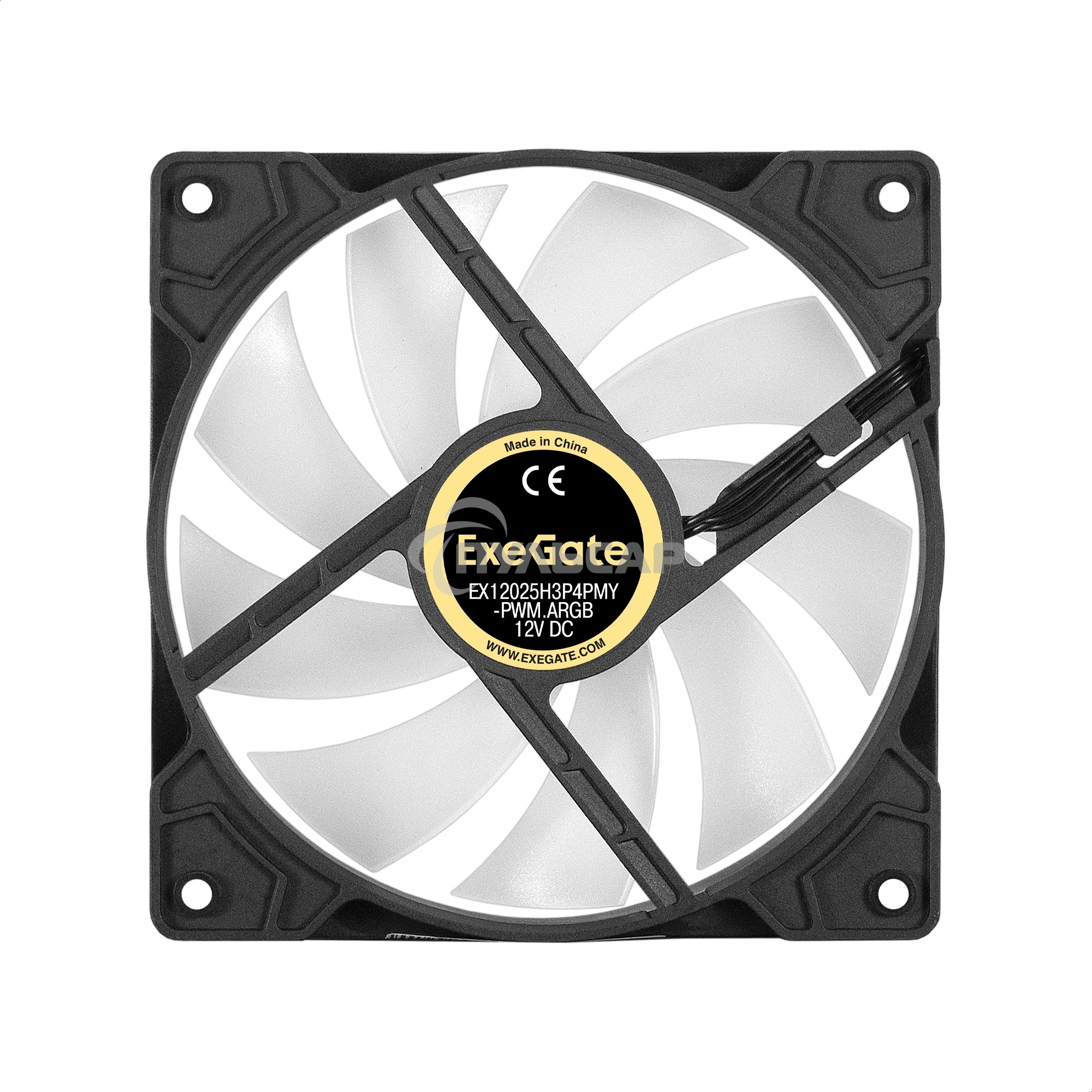 Вентилятор для корпуса ExeGate EX12025H3P4PMY-PWM.ARGB черный, 120 мм, 1800 об/мин, 26 дБ, 4 pin
