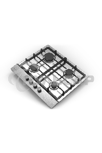 Газовая варочная панель Evelux HEG 633 X Hi-Tech, 60 см, 4 конфорки, чугунные решетки, газ-контроль, электроподжиг, механическое управление, нержавеющая сталь