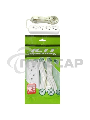 Удлинитель ДЖЕТТ РС-4 без з/м, 4р*5м ( провод ПВС 2х0,75 ) (30шт) 155-405
