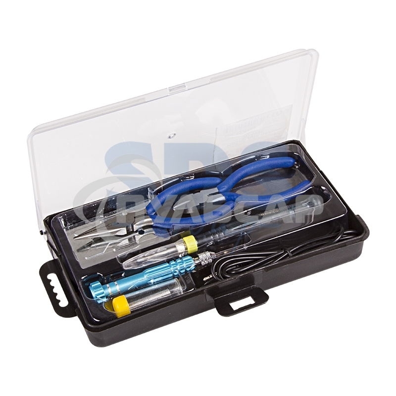 Набор для пайки Rexant (USB паяльник 8 Вт, кусачки, тонкогубцы, подставка, припой, отвертка)